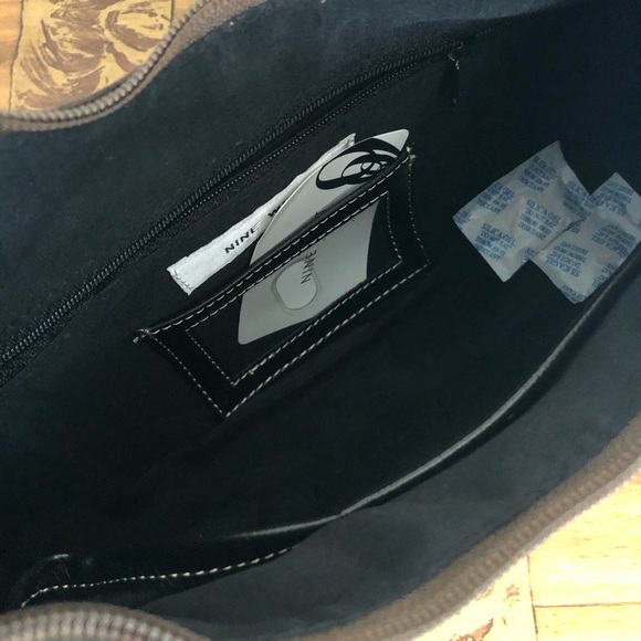 NINE WEST SHOULDER BAG BLACK BROWN PURSE ONE ZIPPER POCKET OUTSIDE , ZIP CLOSURE - Picture 5 of 8